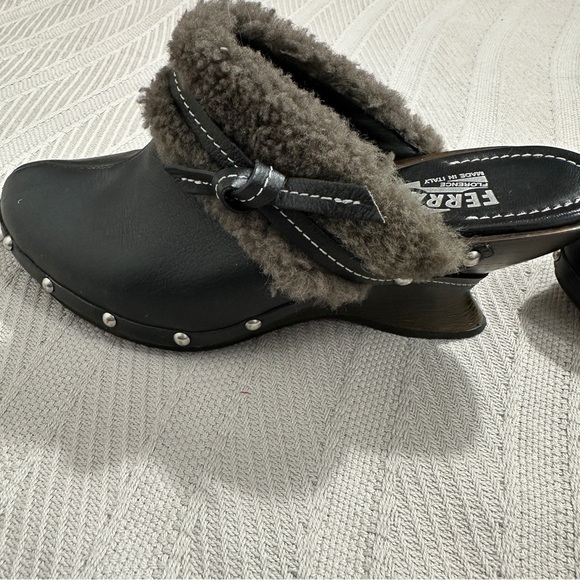 Salvatore Ferragamo dark brown leather studded mule clogs, size 8, wedge - Picture 7 of 15